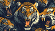 © Qaqas - Vector abstract seamless background of tigers. The tigers are randomly located.