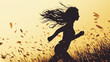 © Qaqas - Runner of the particles. Girl running and the wind it blows in circles. Vector illustration