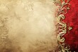 © Arya Project - Ornate Golden Floral Border on Red and Beige Background