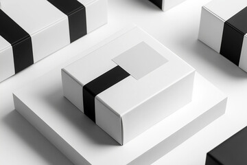 a minimalistic design package with smart labels and qr codes ready for international shipping.