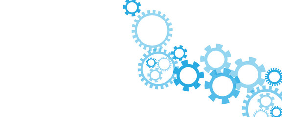 Fototapete - Vector white gear wheel with electronic circuit board for mechanical engineering with dots and lines connection. Abstract technical background design.