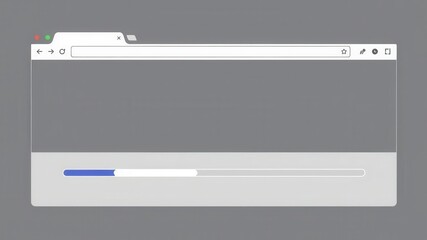 Minimalistic web browser interface with loading progress bar on a grey background, representing online activities and digital experiences in a clean design