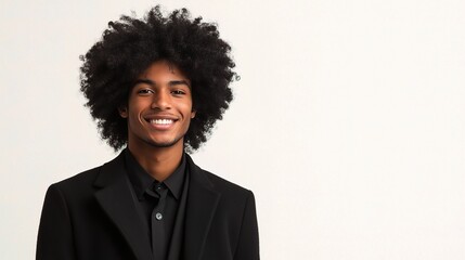 Wall Mural - Young Smiling African American Man with Afro Hairstyle