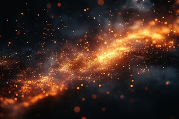 Wall Mural - glowing embers dance against a jet black background creating a mesmerizing display of light and warmth the fiery particles shimmer like stars in a dark void evoking a sense of heat and intensity