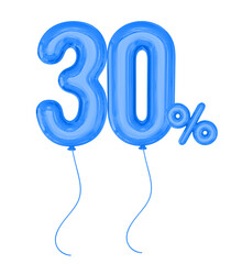 30 Percent Blue Balloon offer in 3d