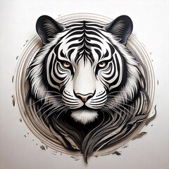 Wall Mural - A streamlined Chinese zodiac Tiger symbol