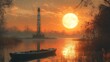 © Ibnu - Rocket Launch at Sunset Over Calm Water
