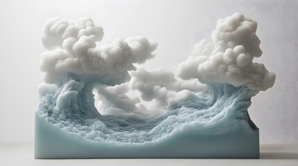 Wall Mural - Abstract Sculpture Depicting Waves and Clouds