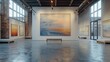 © abir - A large painting of a sunset hangs on the wall of a museum