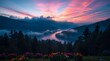 © SolarLab - Spring Forest Mountain River in Sunset