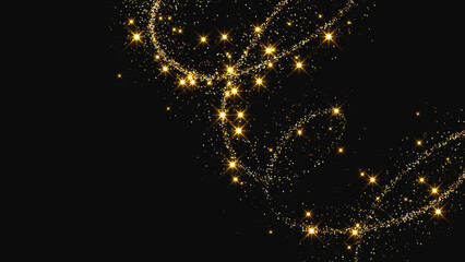 Wall Mural - gold glittering confetti wave and stardust