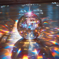 Aufkleber - A disco ball through a crystal light prism.