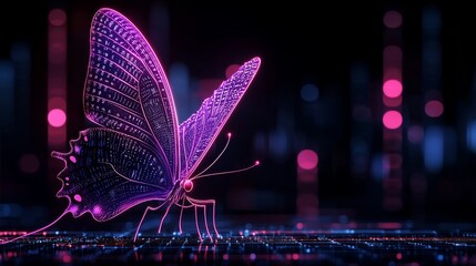 Canvas Print - futuristic digital butterfly on a circuit board.