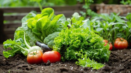 Canvas Print - Fresh vegetables in a garden setting.