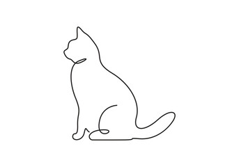 Wall Mural - Continuous one line drawing of cat. Animal icon. Vector illustration