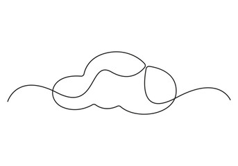 Wall Mural - Continuous single line drawing of a cloud. Isolated on white background vector illustration