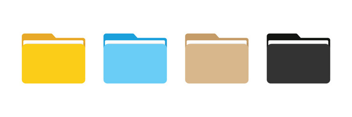 set of icon folder computer file colourful document binder data archive. file folder vector icons. o