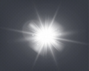 Wall Mural - bright glowing light burst with soft edges and subtle rays on a transparent background, suitable for