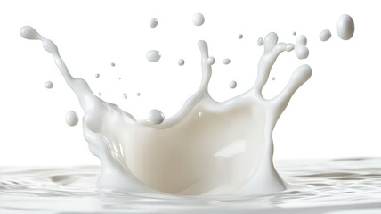 Liquid milk splashing on transparent background