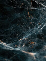 Silhouette of a Spider's Web in the Dark
