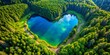 © prapatsorn - Aerial View of Heart-Shaped Lake, Romantic Getaway, Drone Photography