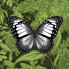 Wall Mural - butterfly on a green background