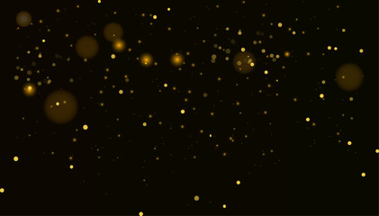 Luxury black background with gold sparkles and bokeh