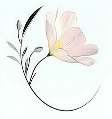 Wall Mural - Flower Line Art Frame