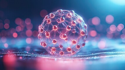 Wall Mural - molecule of nanoparticles. the concept of nanotechnology and nanomedicine. polymeric sphere, capsule