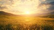 © Fomo Creative - Golden Sunset Over Rolling Hills And Flower Field