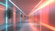 © UsamaShahzad - A dynamic hallway with glowing wall panels, sleek flooring, and an innovative ceiling design
