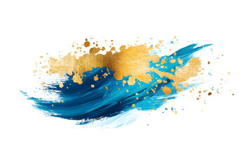 Dynamic blue and gold brush strokes abstract art creative design digital environment artistic viewpoint grunge concept