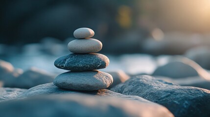 Wall Mural - A stack of rocks on a beach