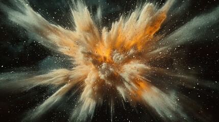 Wall Mural - A captivating moment of dust particles exploding in all picture