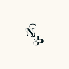 Wall Mural - fancy curve logo bold and hairline initial letter wedding monogram elegant JN