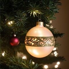 Wall Mural - Lighted number 2025 ornament hanging on christmas tree