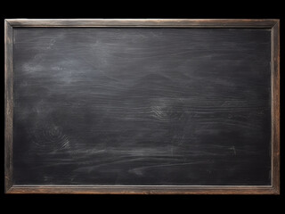 Poster - Blank black chalkboard texture with chalk traces creates an empty space for new ideas