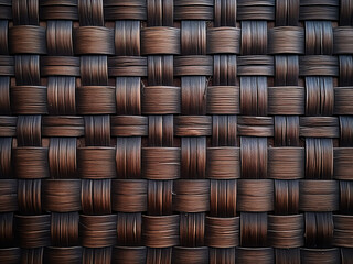 Poster - Detailed closeup of dark brown wicker weaving texture for an abstract background