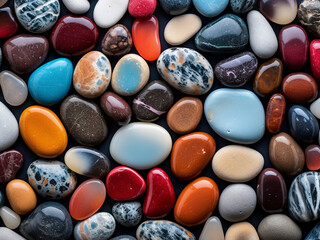 Poster - Colorful stone mosaic with unique patterns and hues across the surface