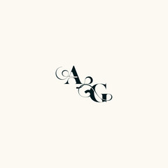 Wall Mural - fancy curve logo GA wedding monogram elegant bold and hairline initial letter