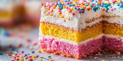 Close up of a delightful sweet cake often enjoyed during festive carnival celebrations, showcasing the vibrant colors and textures that make carnival sweet cake a popular treat.