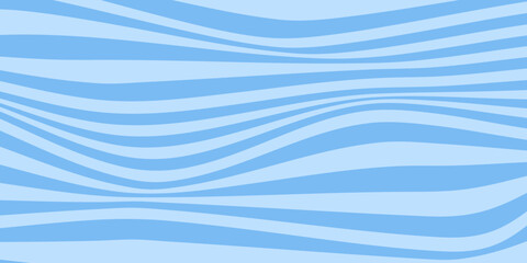 Fototapete - Abstract monochrome horizontal background with dynamic waves. Trendy vector illustration in style retro 60s, 70s. Blue colors