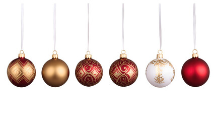 png set of new year festival holiday ornament balls with different decorations and styles isolated on transparent background.