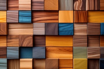 Wall Mural - Colorful wooden cubes texture background.