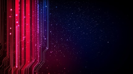 Canvas Print - abstract red and blue digital lines background.