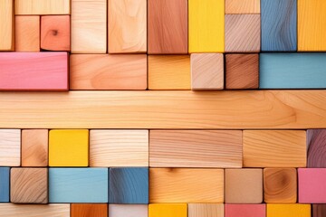 Wall Mural - Colorful wooden blocks arranged in a geometric pattern. (22)