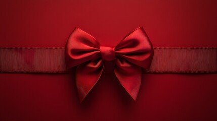 Elegant Red Bow on Red Background