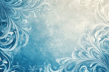 Poster - Intricate frost patterns create stunning winter art on a cold glass surface in a tranquil setting. Generative AI