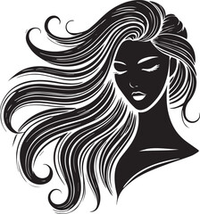 Wall Mural - Beauty woman Face and hair style logo vector, woman Face vector illustration, Beauty woman Face and hair style silhouette vector icon black and white