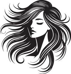 Wall Mural - Beauty woman Face and hair style logo vector, woman Face vector illustration, Beauty woman Face and hair style silhouette vector icon black and white